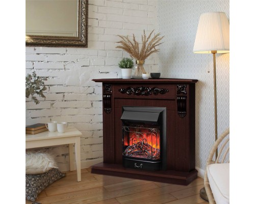 RealFlame Электрокамин Dominica Corner DN орех с очагом Majestic Lux Black