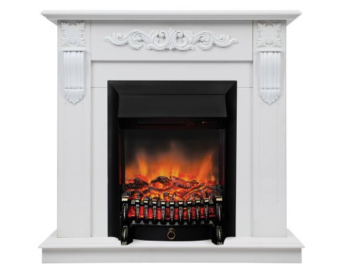 RealFlame Электрокамин Dominica DN белый матовый с очагом Fobos Lux Black RC