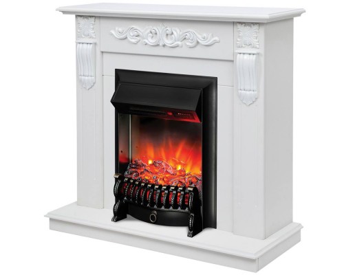 RealFlame Электрокамин Dominica DN белый матовый с очагом Fobos Lux Black RC
