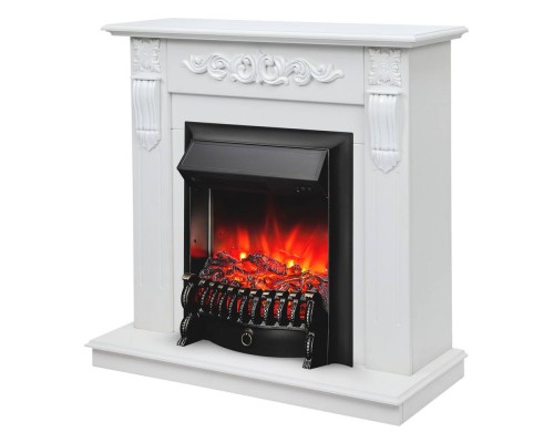 RealFlame Электрокамин Dominica DN белый матовый с очагом Fobos Lux Black