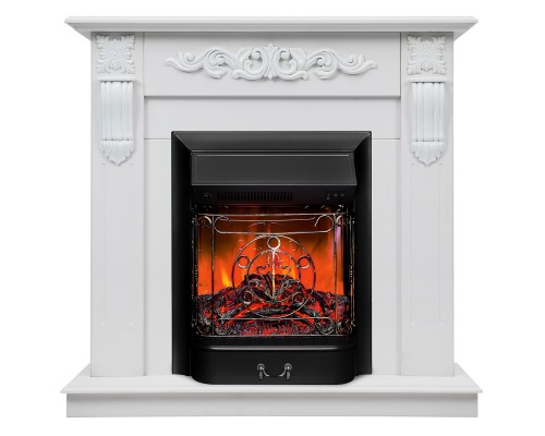 RealFlame Электрокамин Dominica DN белый матовый с очагом Majestic Lux Black