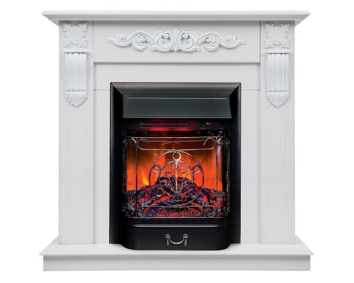 RealFlame Электрокамин Dominica DN белый матовый с очагом Majestic Lux Black RC