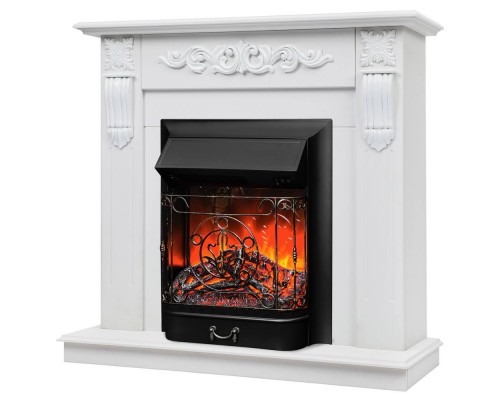 RealFlame Электрокамин Dominica DN белый матовый с очагом Majestic Lux Black