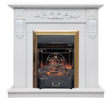 RealFlame Электрокамин Dominica DN белый матовый с очагом Majestic Lux Brass