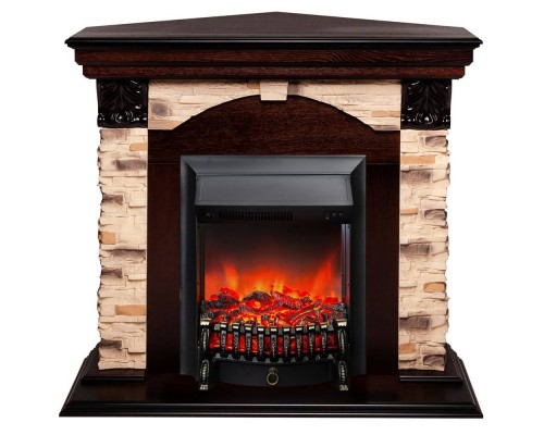 RealFlame Электрокамин Dublin Corner Rock AO античный дуб с очагом Fobos Lux Black