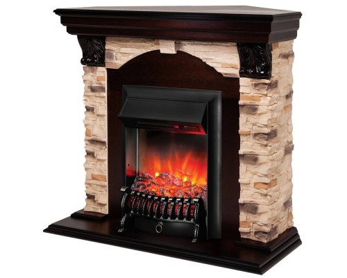 RealFlame Электрокамин Dublin Corner Rock AO античный дуб с очагом Fobos Lux Black RC
