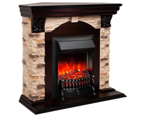 RealFlame Электрокамин Dublin Corner Rock AO античный дуб с очагом Fobos Lux Black