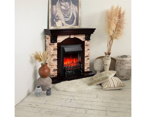 RealFlame Электрокамин Dublin Corner Rock AO античный дуб с очагом Fobos Lux Black