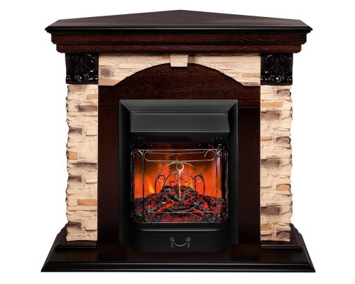 RealFlame Электрокамин Dublin Corner Rock AO античный дуб с очагом Majestic Lux Black