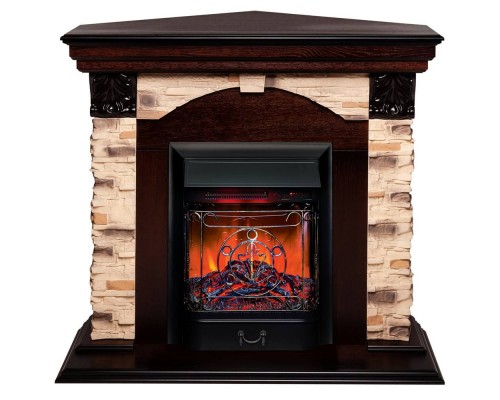 RealFlame Электрокамин Dublin Corner Rock AO античный дуб с очагом Majestic Lux Black RC