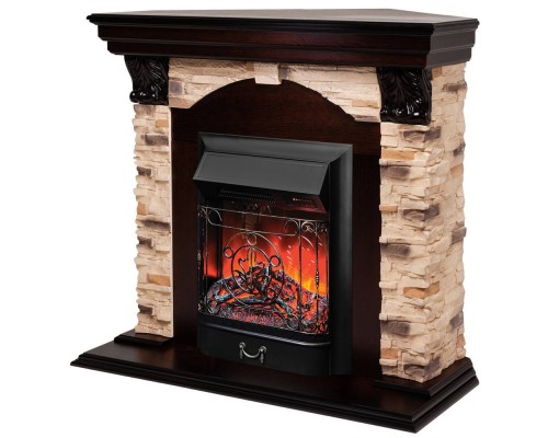 RealFlame Электрокамин Dublin Corner Rock AO античный дуб с очагом Majestic Lux Black RC