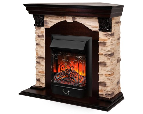 RealFlame Электрокамин Dublin Corner Rock AO античный дуб с очагом Majestic Lux Black