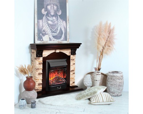 RealFlame Электрокамин Dublin Corner Rock AO античный дуб с очагом Majestic Lux Black