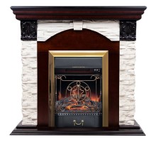 RealFlame Электрокамин Dublin Lux AO античный дуб с очагом Majestic Lux Brass