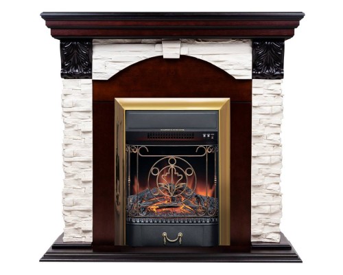 RealFlame Электрокамин Dublin Lux AO античный дуб с очагом Majestic Lux Brass