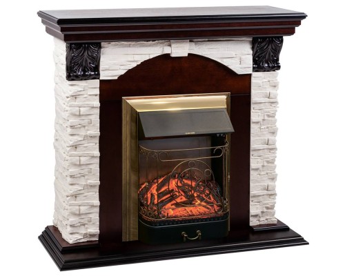 RealFlame Электрокамин Dublin Lux AO античный дуб с очагом Majestic Lux Brass