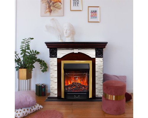 RealFlame Электрокамин Dublin Lux AO античный дуб с очагом Majestic Lux Brass