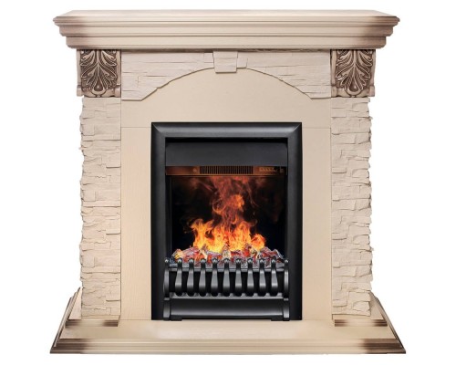 RealFlame Электрокамин Dublin Lux WT белый дуб с серой патиной с очагом 3D Oregan