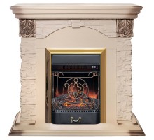 RealFlame Электрокамин Dublin Lux WT с очагом Majestic Lux Brass