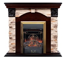 RealFlame Электрокамин Dublin Rock AO античный дуб с очагом Majestic Lux Brass