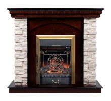 RealFlame Электрокамин Elford AO античный дуб с очагом Majestic Lux Brass