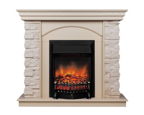 RealFlame Электрокамин Elford WT белый дуб с очагом Fobos Lux Black RC