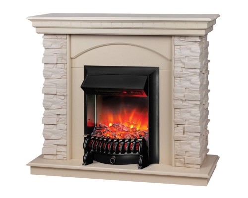 RealFlame Электрокамин Elford WT белый дуб с очагом Fobos Lux Black RC