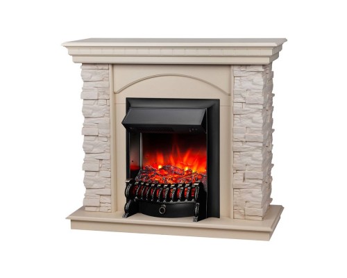RealFlame Электрокамин Elford WT белый дуб с очагом Fobos Lux Black
