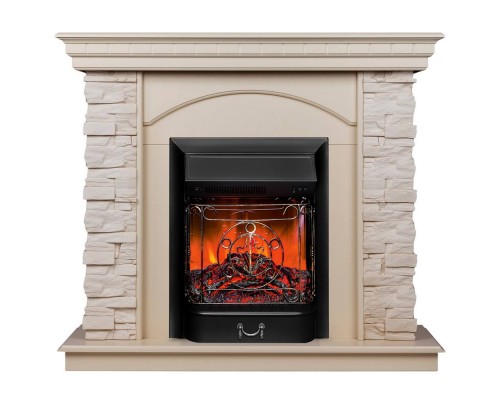 RealFlame Электрокамин Elford WT белый дуб с очагом Majestic Lux Black