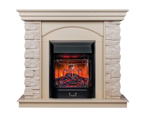 RealFlame Электрокамин Elford WT белый дуб с очагом Majestic Lux Black RC
