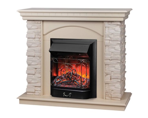 RealFlame Электрокамин Elford WT белый дуб с очагом Majestic Lux Black RC