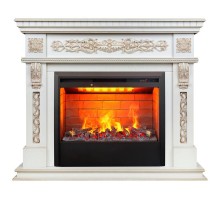 RealFlame Электрокамин Estella 25,5/26 WT белый дуб с золотой патиной с очагом 3D Helios 26