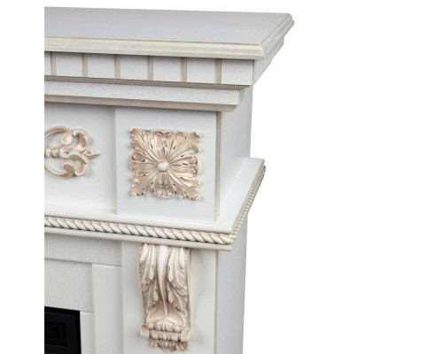RealFlame Электрокамин Estella 25,5/26 WT белый дуб с золотой патиной с очагом 3D Helios 26
