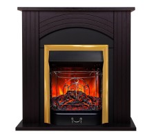 RealFlame Электрокамин Hanna STD DN орех с очагом Majestic Lux Brass