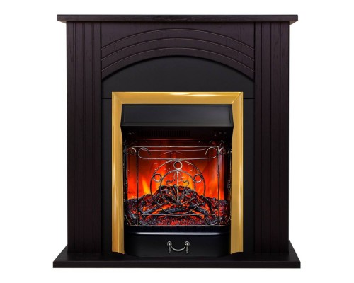 RealFlame Электрокамин Hanna STD DN орех с очагом Majestic Lux Brass