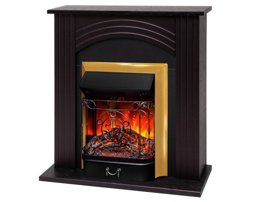 RealFlame Электрокамин Hanna STD DN орех с очагом Majestic Lux Brass
