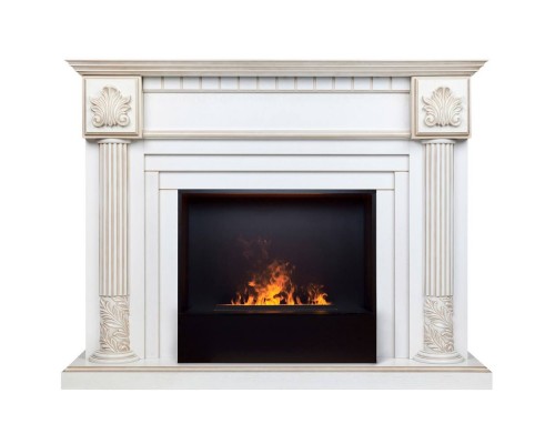 RealFlame Электрокамин Imperia 26/33 WT белый дуб с золотой патиной с очагом 3D Cassette 630 Black Panel