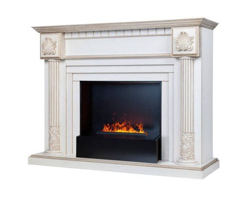 RealFlame Электрокамин Imperia 26/33 WT белый дуб с золотой патиной с очагом 3D Cassette 630 Black Panel