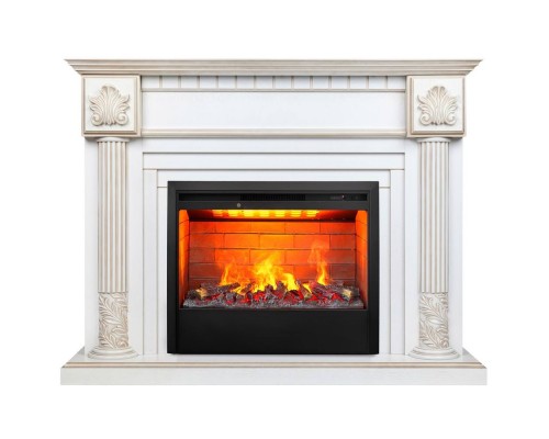 RealFlame Электрокамин Imperia 26/33 WT белый дуб с золотой патиной с очагом 3D Helios 26