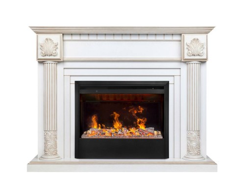 RealFlame Электрокамин Imperia 26/33 WT белый дуб с золотой патиной с очагом 3D Helios 26 SBG RealFlame Электрокамин Imperia 26/33 WT белый дуб с золотой патиной с очагом 3D Helios 26 SBG