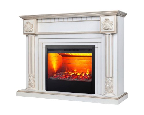 RealFlame Электрокамин Imperia 26/33 WT белый дуб с золотой патиной с очагом 3D Helios 26