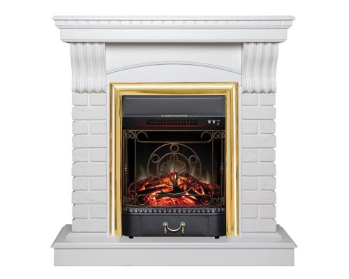 RealFlame Электрокамин Jazz WT белый с очагом Majestic Lux Brass