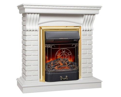 RealFlame Электрокамин Jazz WT белый с очагом Majestic Lux Brass