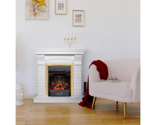 RealFlame Электрокамин Jazz WT белый с очагом Majestic Lux Brass