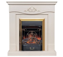 RealFlame Электрокамин Junona WT айвори с очагом Majestic Lux Brass