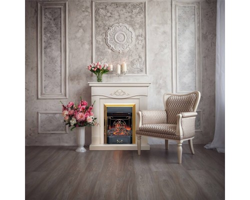 RealFlame Электрокамин Junona WT айвори с очагом Majestic Lux Brass