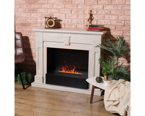 RealFlame Электрокамин Kellie 25,5/26 WT цвет белый камень с очагом 3D Cassette 630 Black Panel