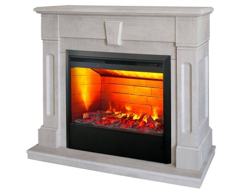 RealFlame Электрокамин Kellie 25,5/26 WT цвет белый камень с очагом 3D Helios 26