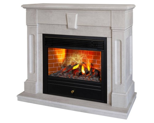 RealFlame Электрокамин Kellie 25,5/26 WT цвет белый камень с очагом 3D Novara