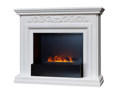 RealFlame Электрокамин Leticia 26 WT белый с очагом 3D Cassette 630 Black Panel